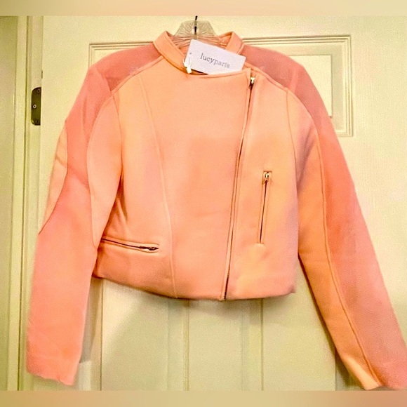 NWT- Light pink Crop motorcycle jacket 
w/t Mesh Sleeves & Breathable - Picture 1 of 12